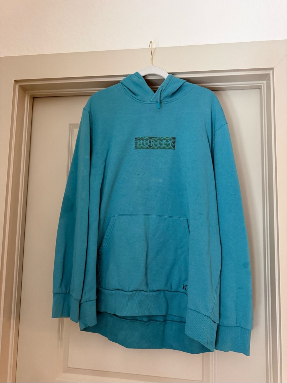 Hurley Teal Crewneck Hoodie with Front Logo